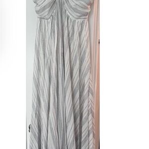 Vici Gray and White Striped Maxi Skirt